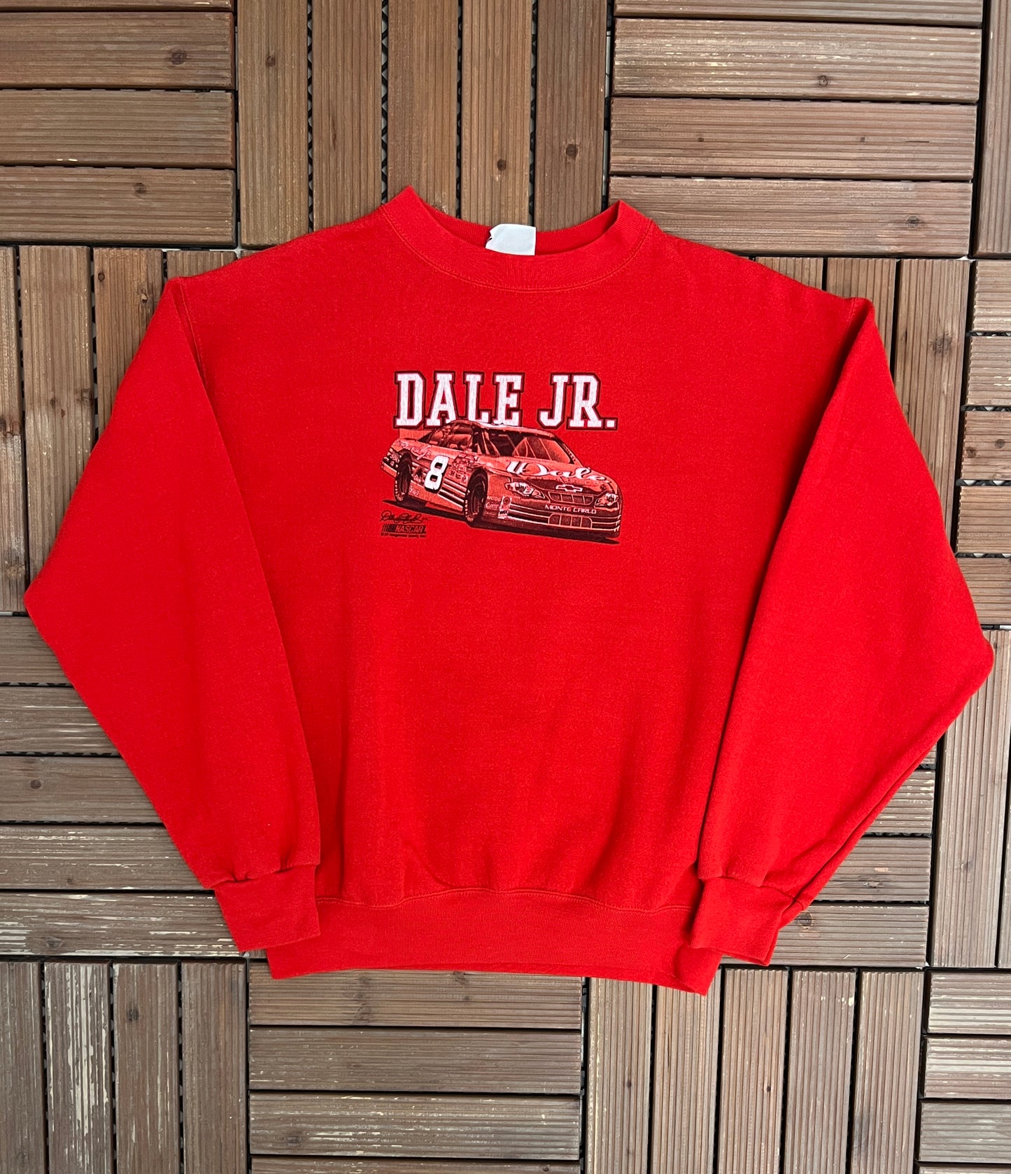 Dale Earnhardt Jr. Graphic Crewneck | Size Small | Vintage 2000s NASCAR Racing Red Sweater |