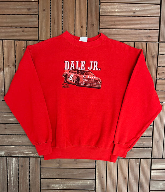 Dale Earnhardt Jr. Graphic Crewneck | Size Small | Vintage 2000s NASCAR Racing Red Sweater |