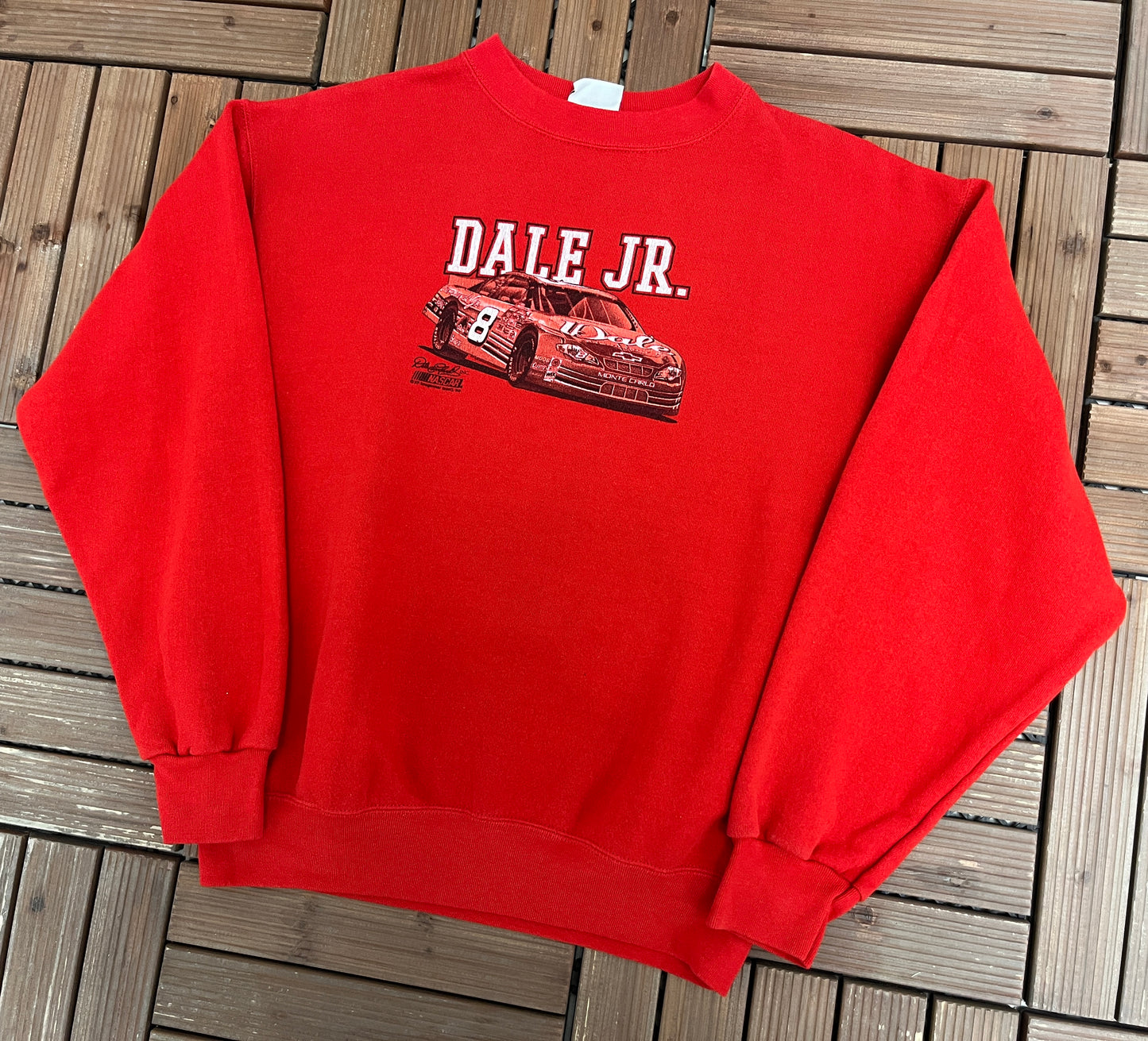 Dale Earnhardt Jr. Graphic Crewneck | Size Small | Vintage 2000s NASCAR Racing Red Sweater |