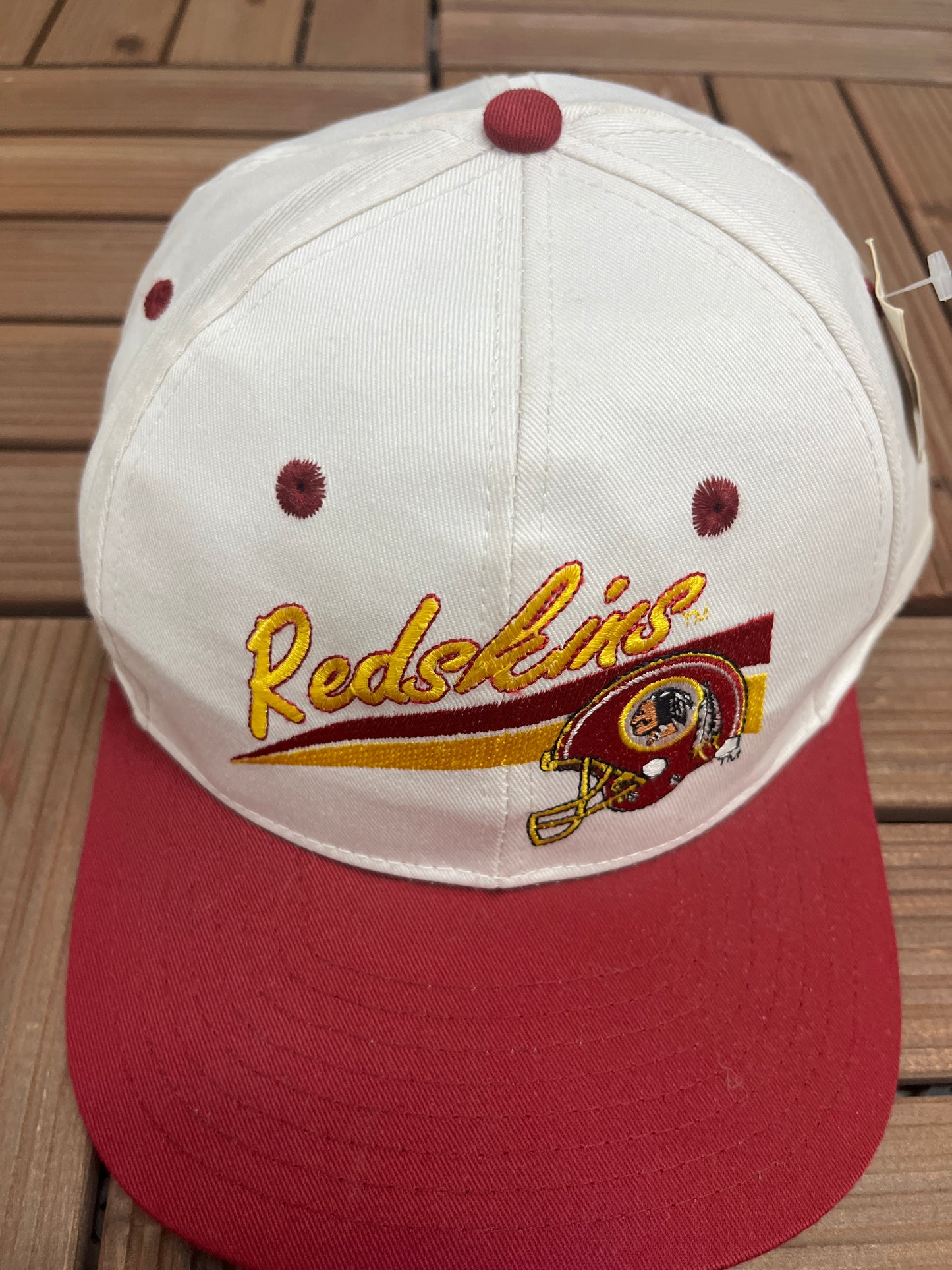 Washington Redskins Graphic Hat | Snap Back | Vintage 1990s NFL Football White Cap |