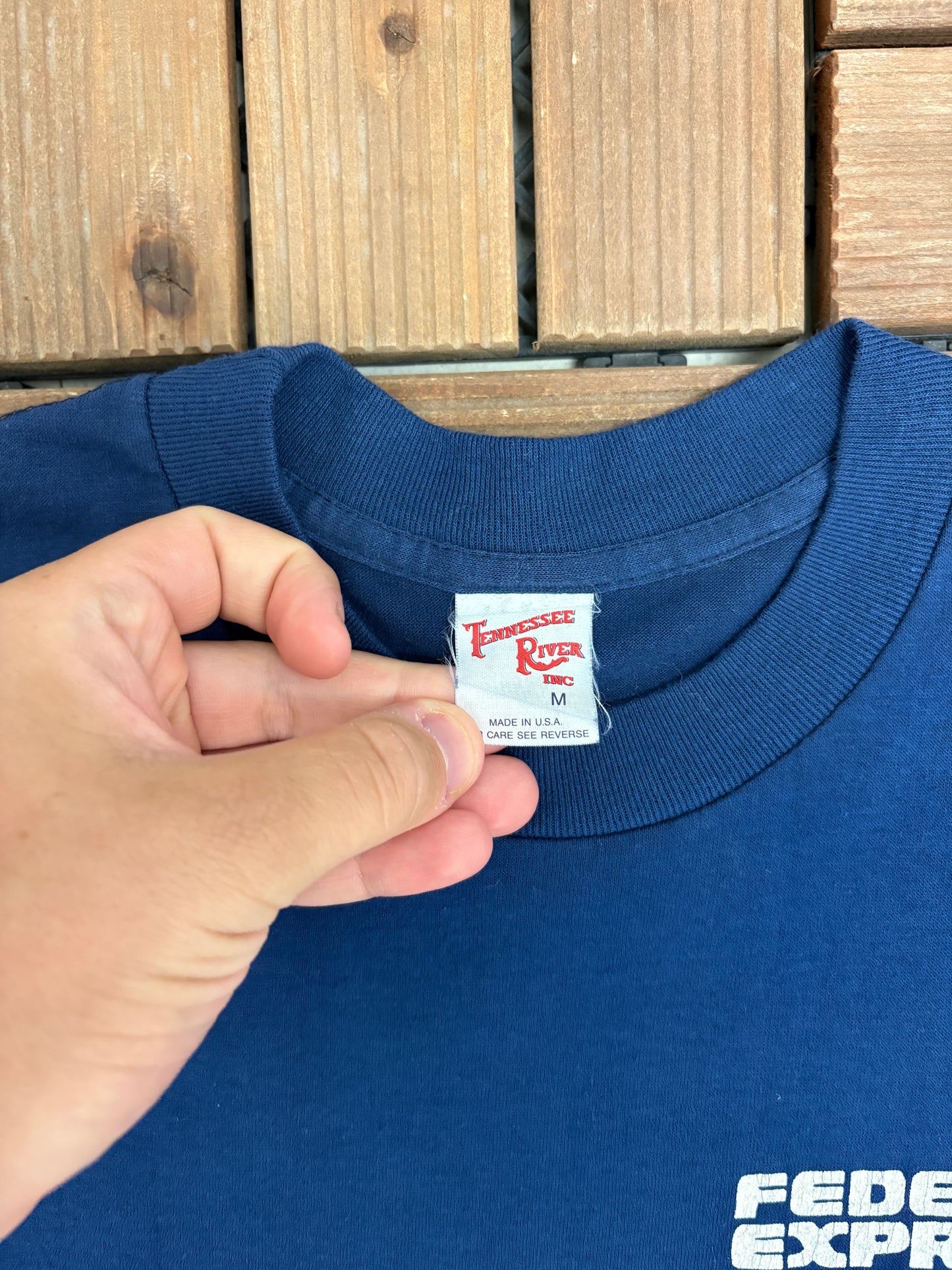 Federal Express Graphic Tee | Size Medium | Vintage 1980s Promotional Blue T-Shirt |
