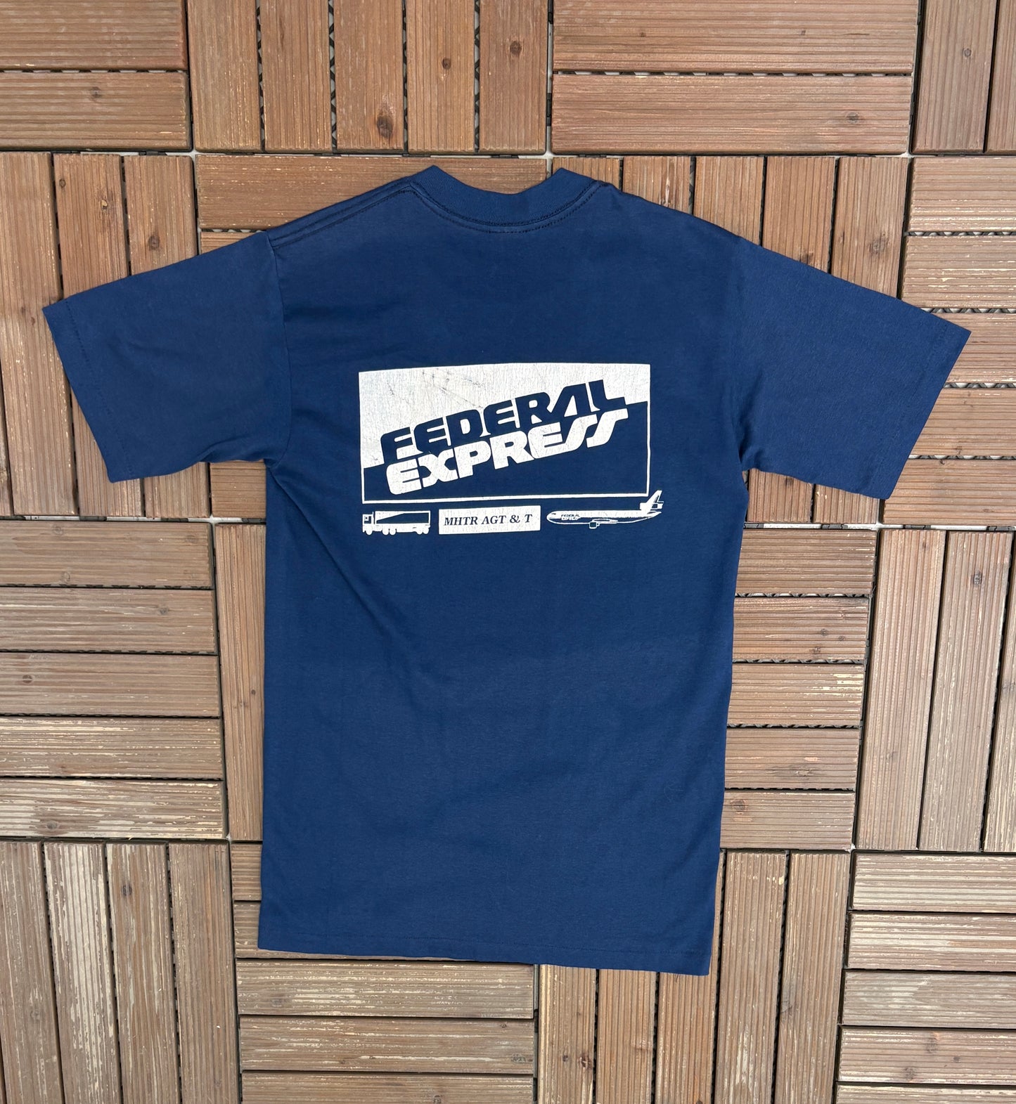 Federal Express Graphic Tee | Size Medium | Vintage 1980s Promotional Blue T-Shirt |