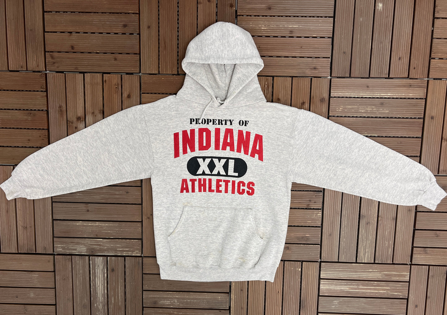 Property of Indiana Athletics Graphic Hoodie | Size Medium | Vintage 1990s College Grey Sweater |