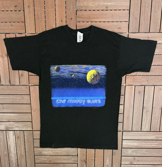 The Moody Blues Time Traveller Graphic Tee | Size Large | Vintage 1990s Rock Band Black T-Shirt |
