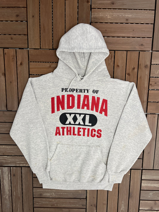 Property of Indiana Athletics Graphic Hoodie | Size Medium | Vintage 1990s College Grey Sweater |