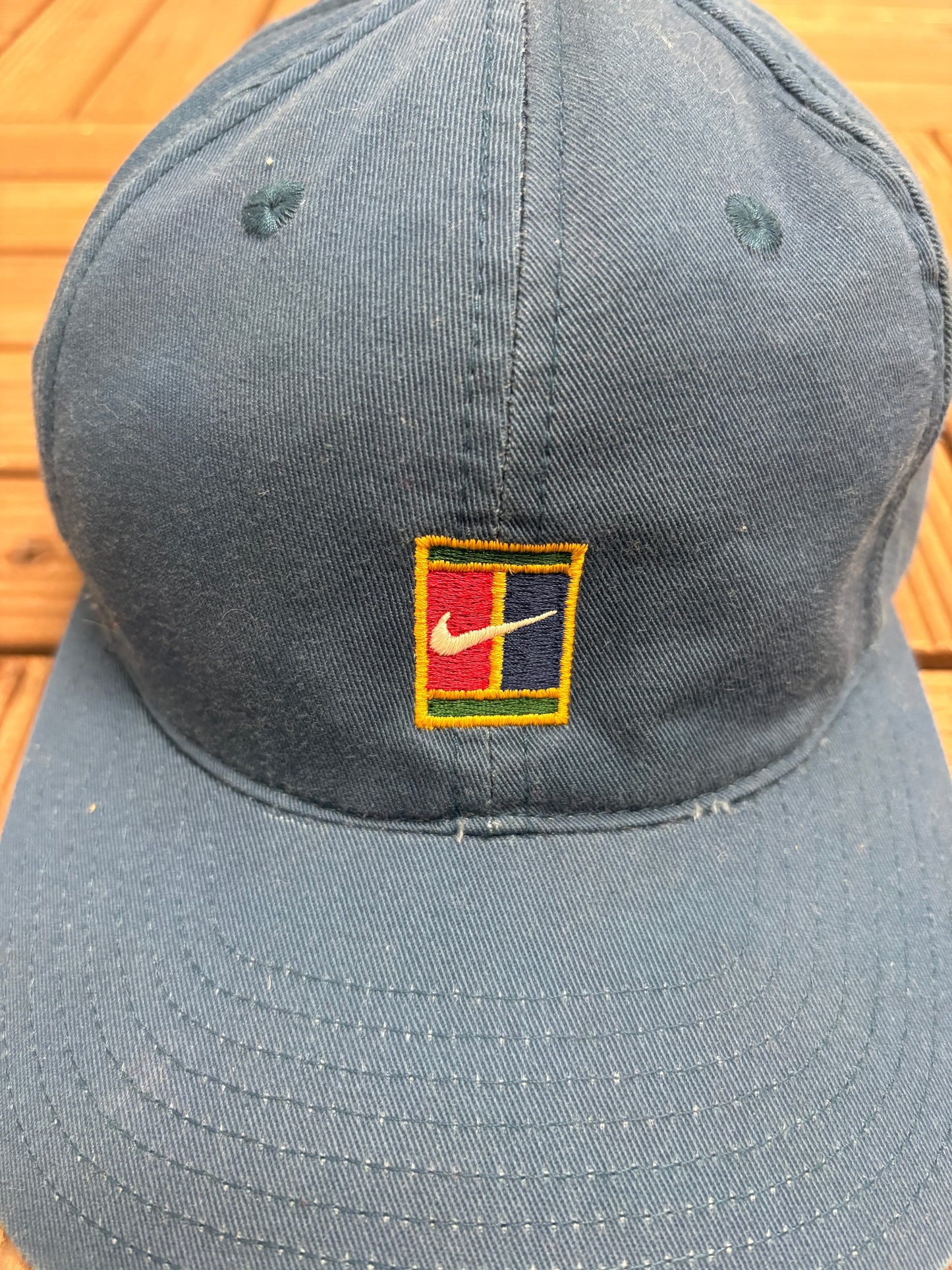 Nike Tennis Embroidered Graphic Hat | Metal Clasp | Vintage 1990s Branded Blue Cap |
