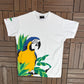 Caryn Elliott Tropical Macaw Graphic Tee | One Size | Vintage 1990s Tourist White T-Shirt |