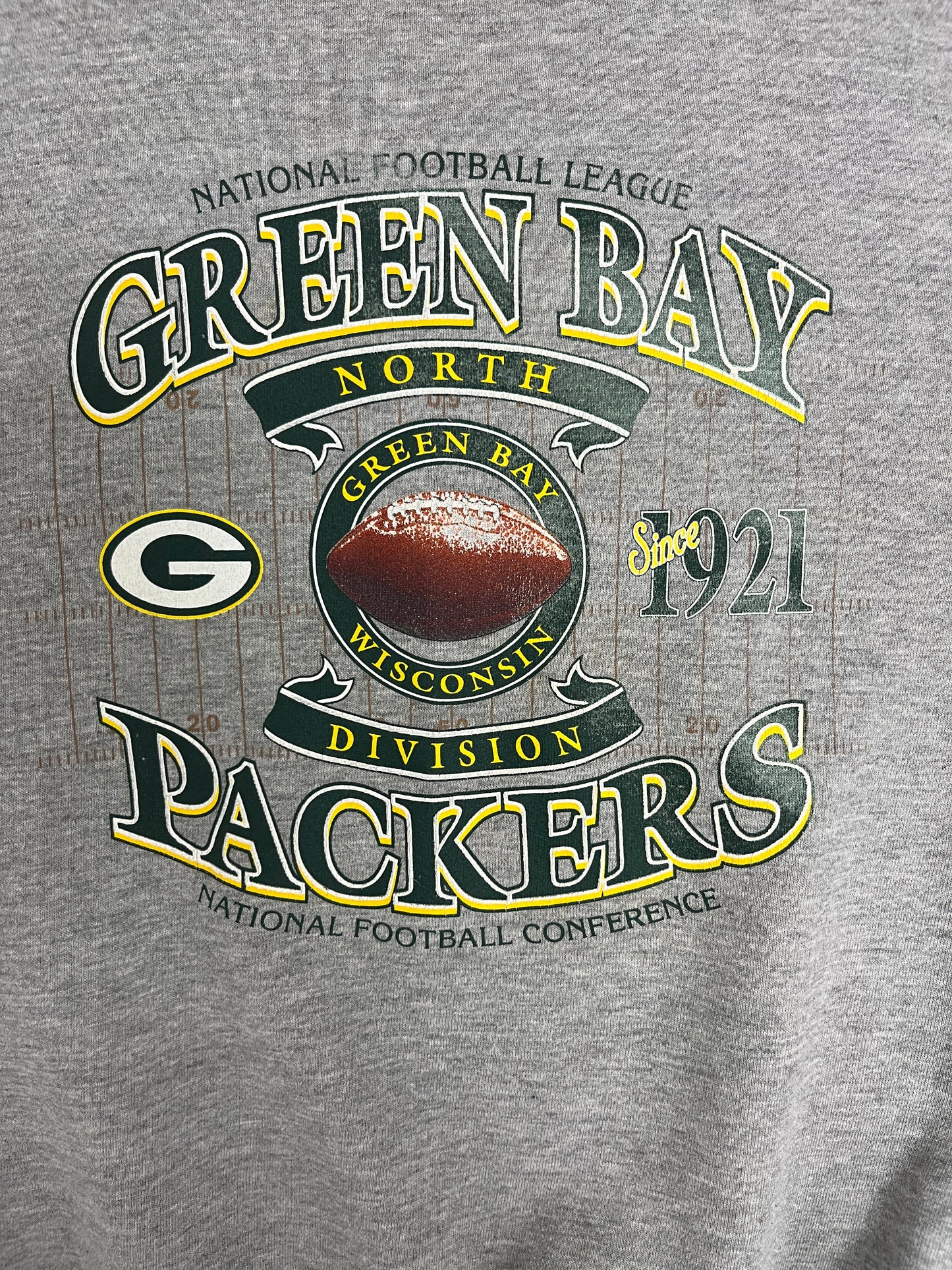 Green Bay Packers Graphic Crewneck | Size X-Large | Vintage 2000s NFL Football Grey Sweater |