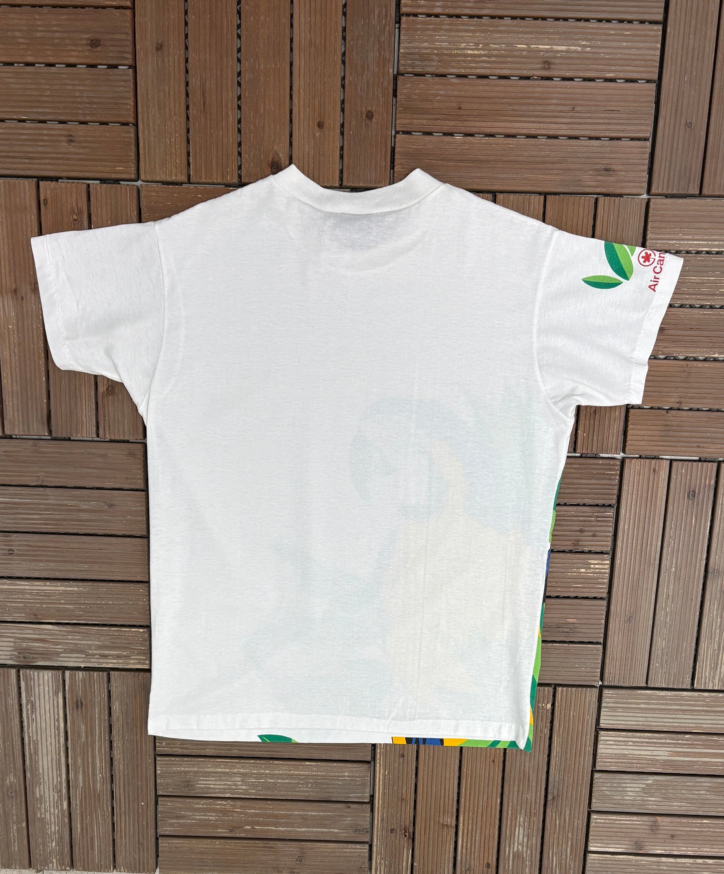 Caryn Elliott Tropical Macaw Graphic Tee | One Size | Vintage 1990s Tourist White T-Shirt |