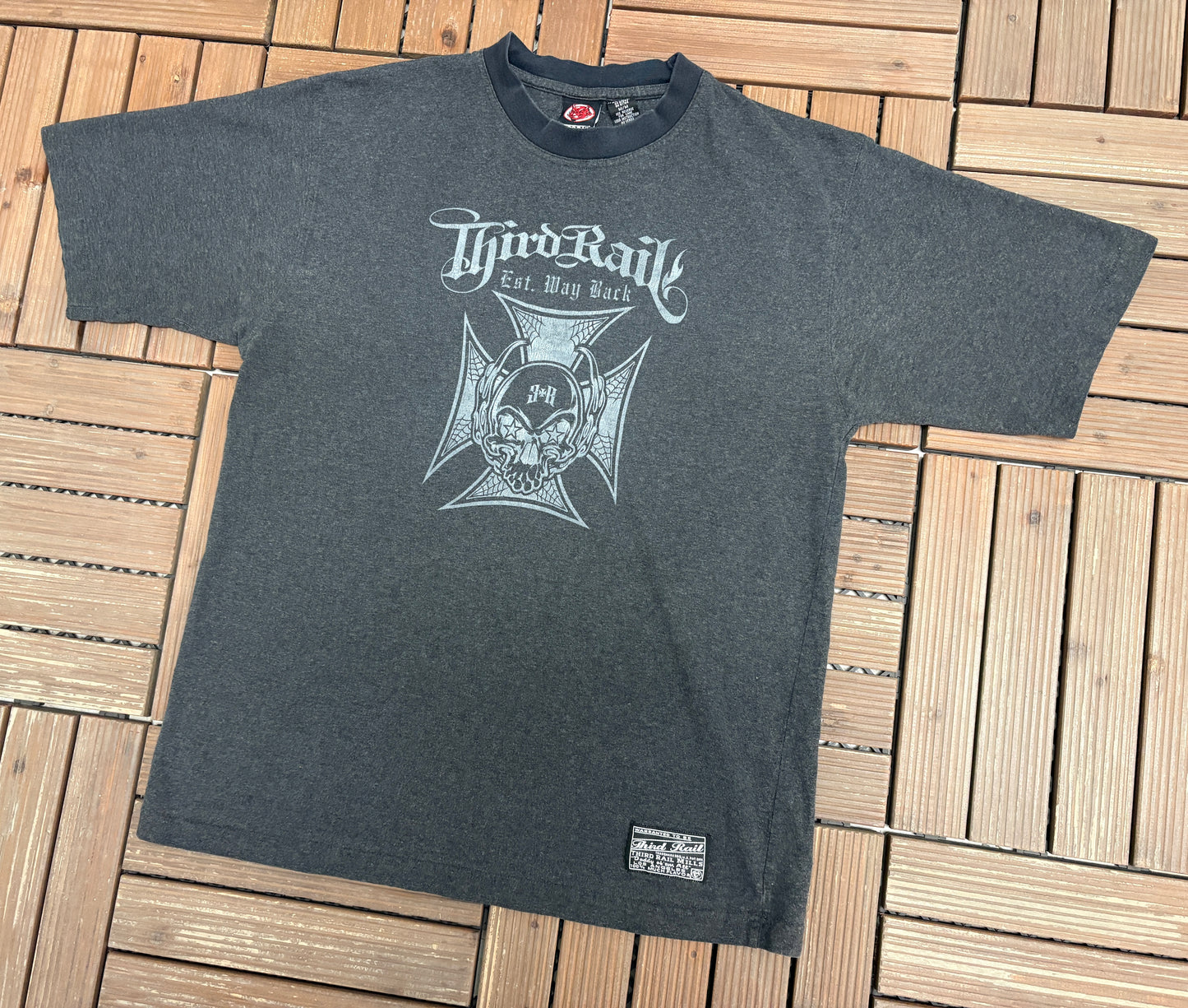 Third Rail Est. Way Back Graphic Tee | Size Medium | Vintage 2000s Promotional Grey T-Shirt |