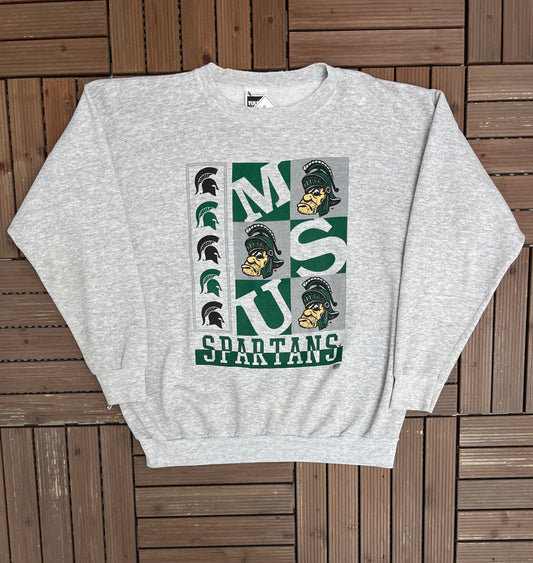 Michigan State Spartans Graphic Crewneck | Size XX-Large | Vintage 1990s College Sports Grey Sweater |