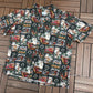 Hula & Surfing Graphic Hawaiian Shirt | Size X-Large | Vintage 1990s Scenic Hawaiian Shirt |