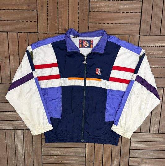 Le Coq Sportif Windbreaker Jacket | Size Large | Vintage 1990s Branded Blue Windbreaker |