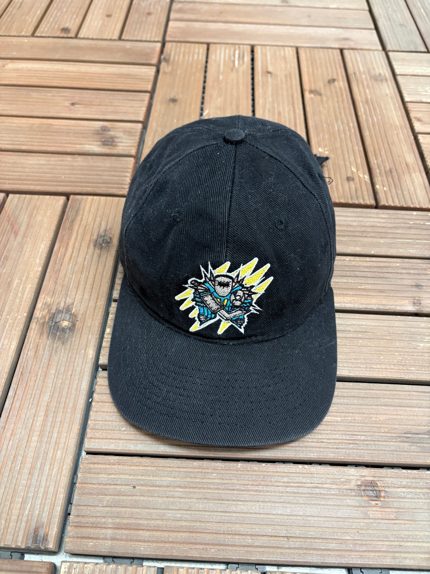 Hamilton Steelheads Graphic Hat | Metal Clasp | Vintage 1990s Promotional Black Cap |