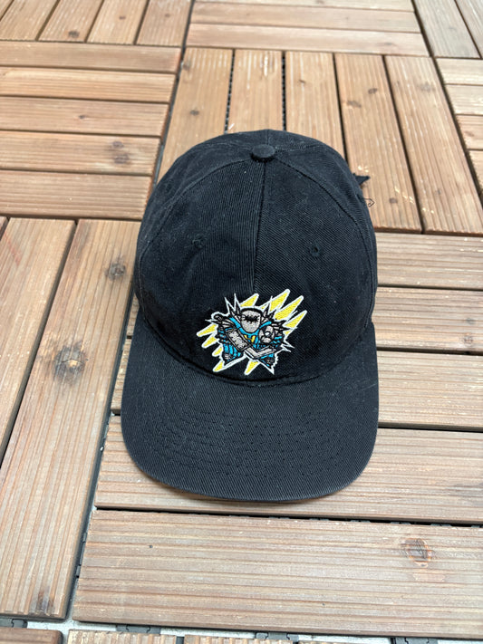 Hamilton Steelheads Graphic Hat | Metal Clasp | Vintage 1990s Promotional Black Cap |