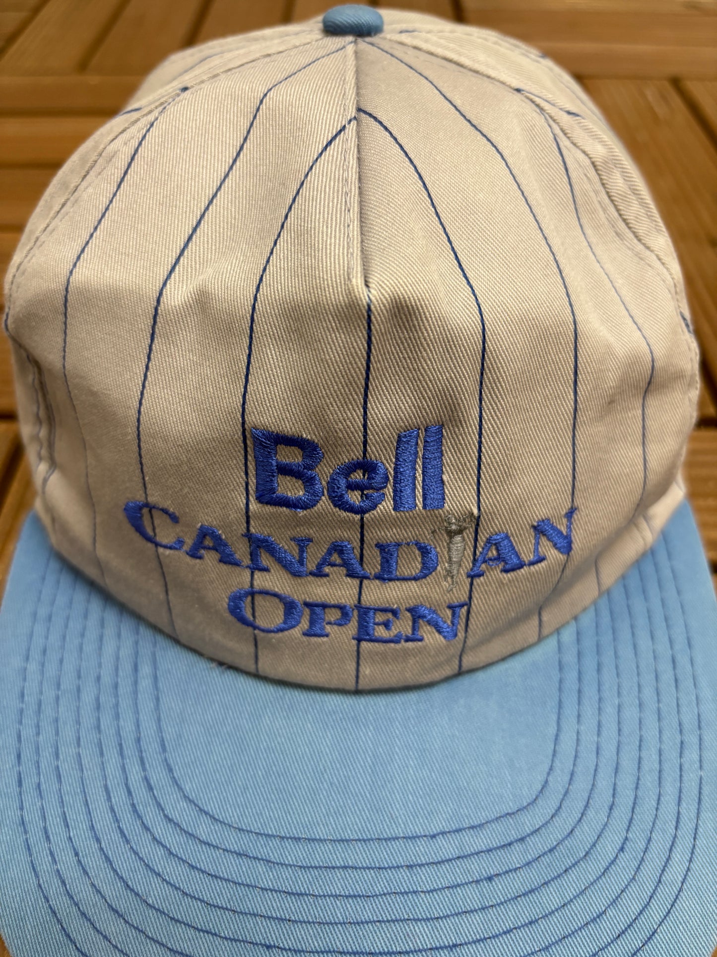 Bell Canadian Open Golf Graphic Hat | Snap Back | Vintage 1990s Golf Pinstripe Grey Cap |