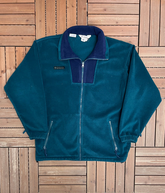 Columbia Sportswear Company Fleece Sweater | Size Medium | Vintage 2000s Branded Green Sweatshirt |