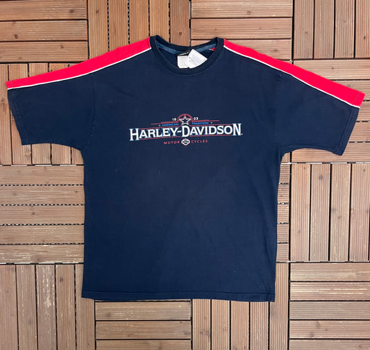 Harley Davidson Maryville, Tennessee Graphic Tee | Size X-Large | Vintage 2000s Biker Motorcycle Blue T-Shirt |