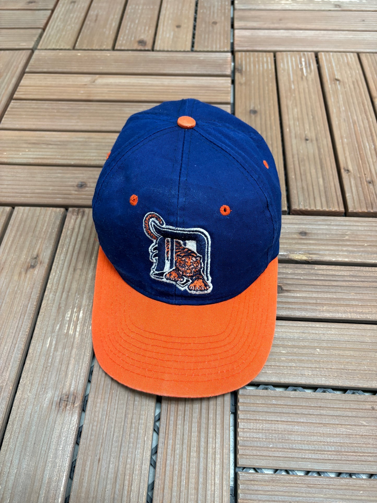 Detroit Tigers Embroidered Graphic Hat | Snap Back | Vintage 2000s MLB Baseball Blue Cap |