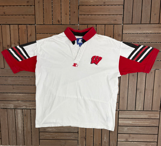Wisconsin Badgers Embroidered Graphic Tee | Size X-Large | Vintage 1990s College White T-Shirt |