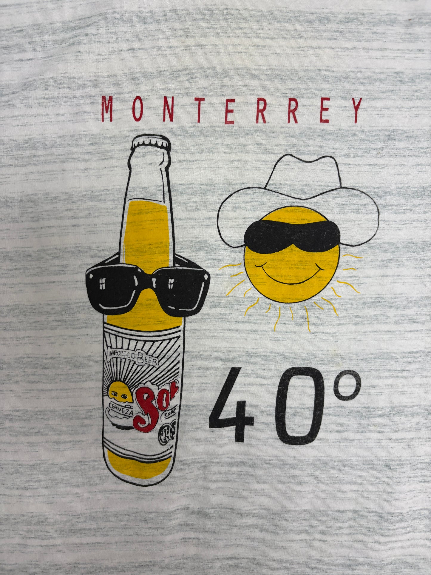 Sol Cerveza Monterey, Mexico Graphic Tee | Size Large | Vintage 1990s Promotional Grey T-Shirt |