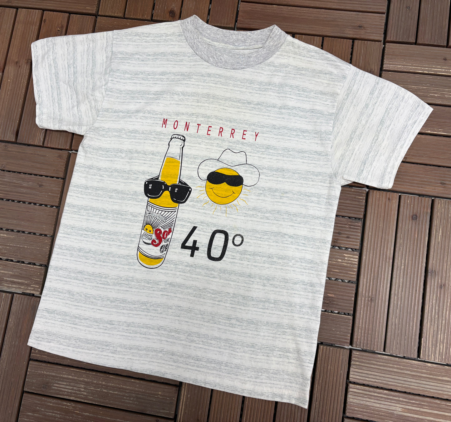 Sol Cerveza Monterey, Mexico Graphic Tee | Size Large | Vintage 1990s Promotional Grey T-Shirt |