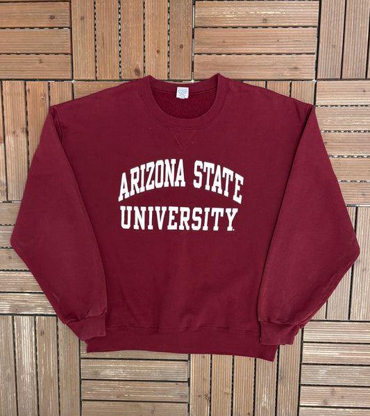 Arizona State Sun Devils Graphic Crewneck | Size X-Large | Vintage 1990s College Sports Red Sweater |