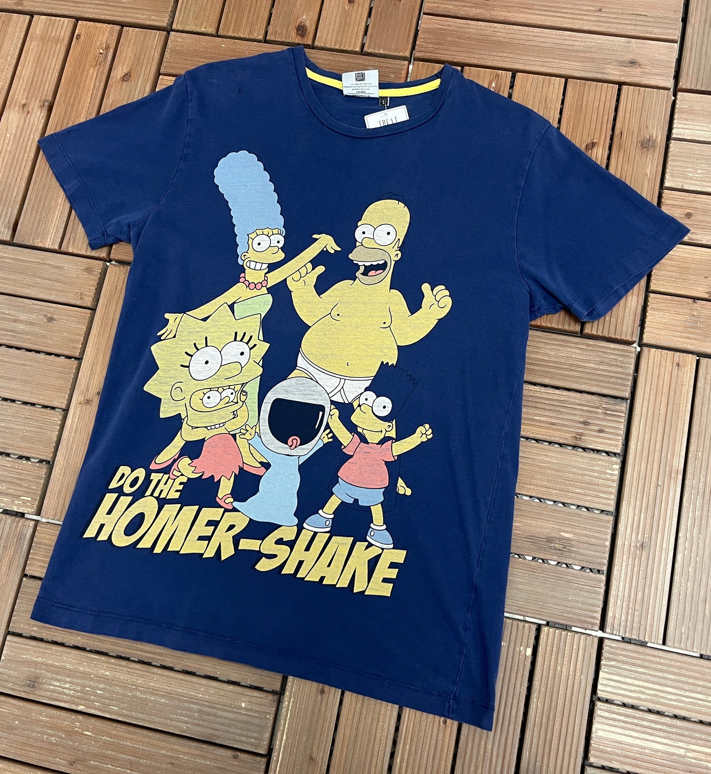 The Simpsons Do The Homer-Shake Graphic Tee | Size Large | Vintage 2000s Cartoon Promotional Blue T-Shirt |