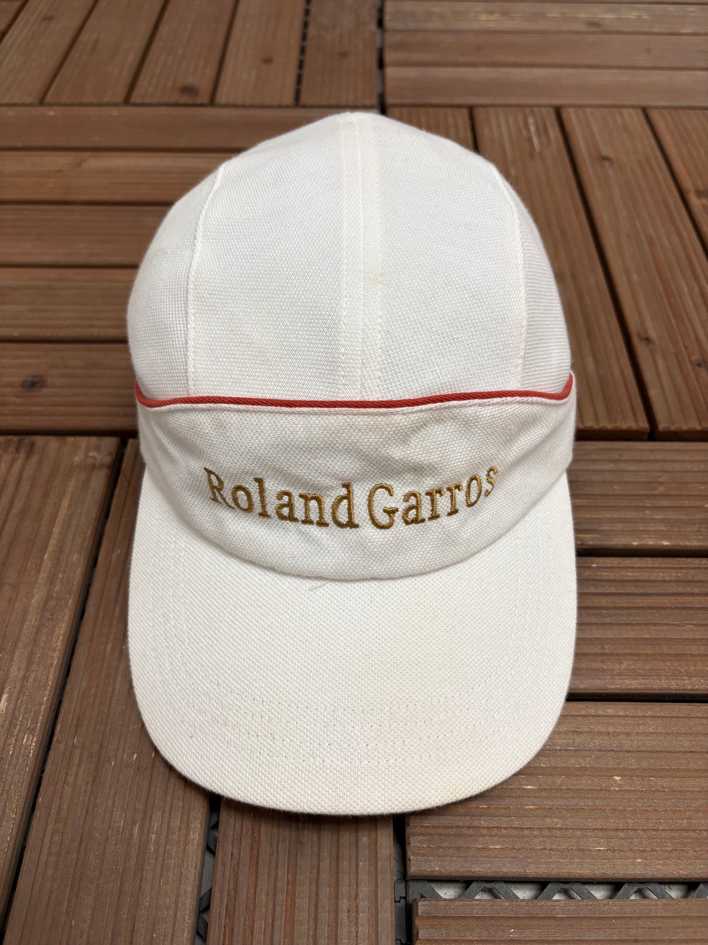 Roland Garros Embroidered Graphic Hat | Metal Clasp | Vintage 2000s Tennis White Cap |