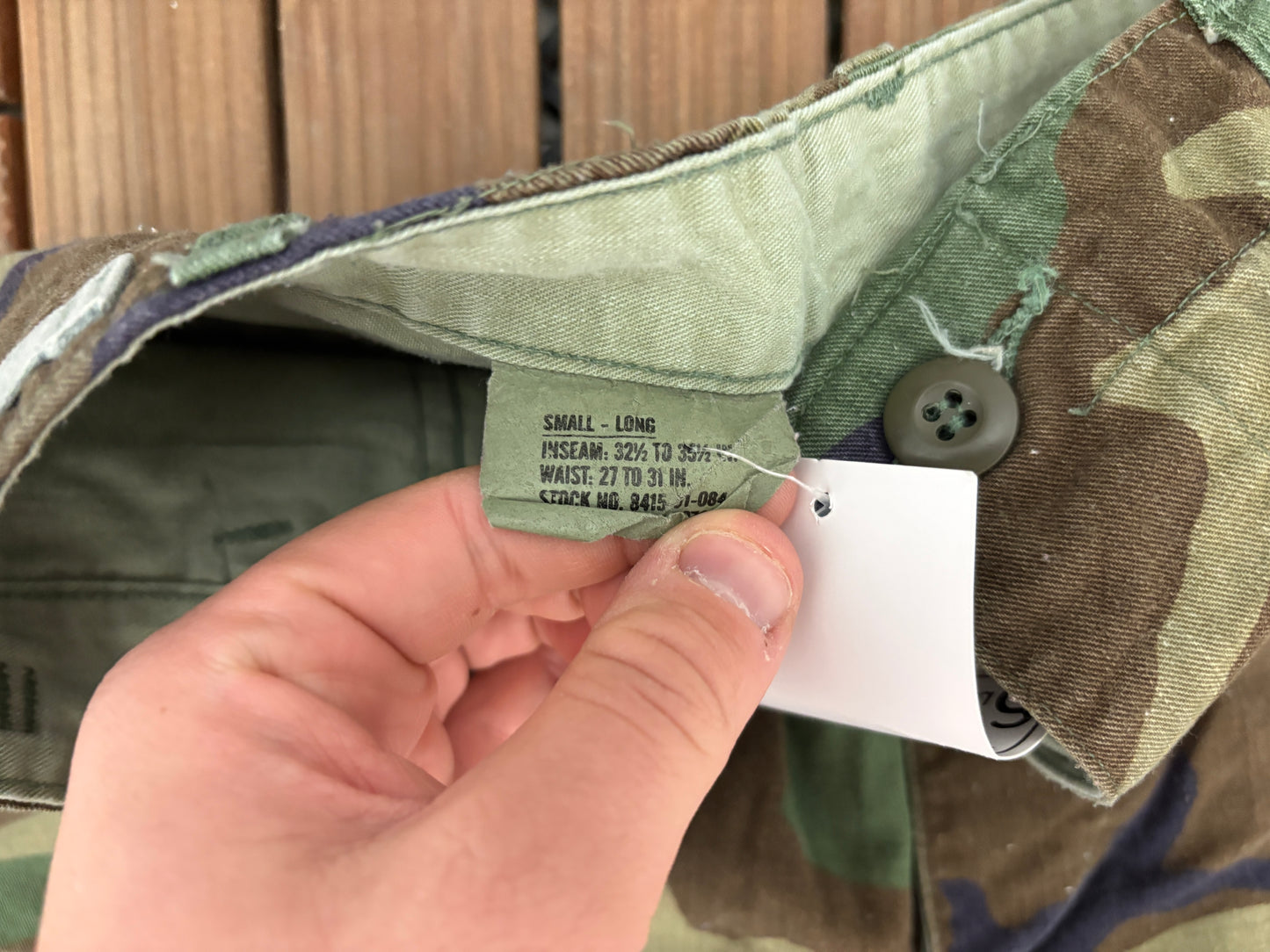 Camouflage Military Cargo Pants | Size Small-Long | Vintage 1990s Camouflage Green Cargo Pants |