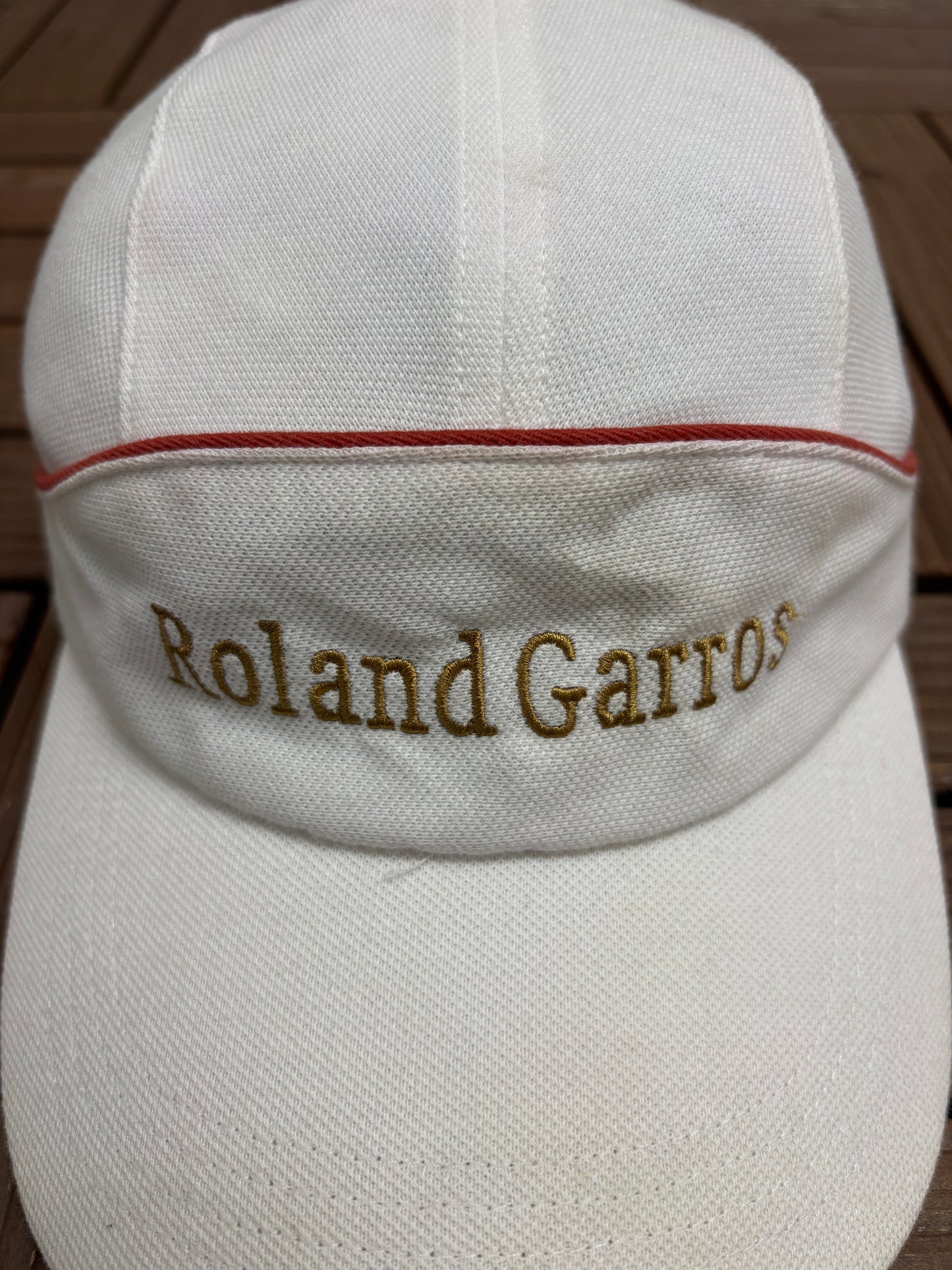 Roland Garros Embroidered Graphic Hat | Metal Clasp | Vintage 2000s Tennis White Cap |