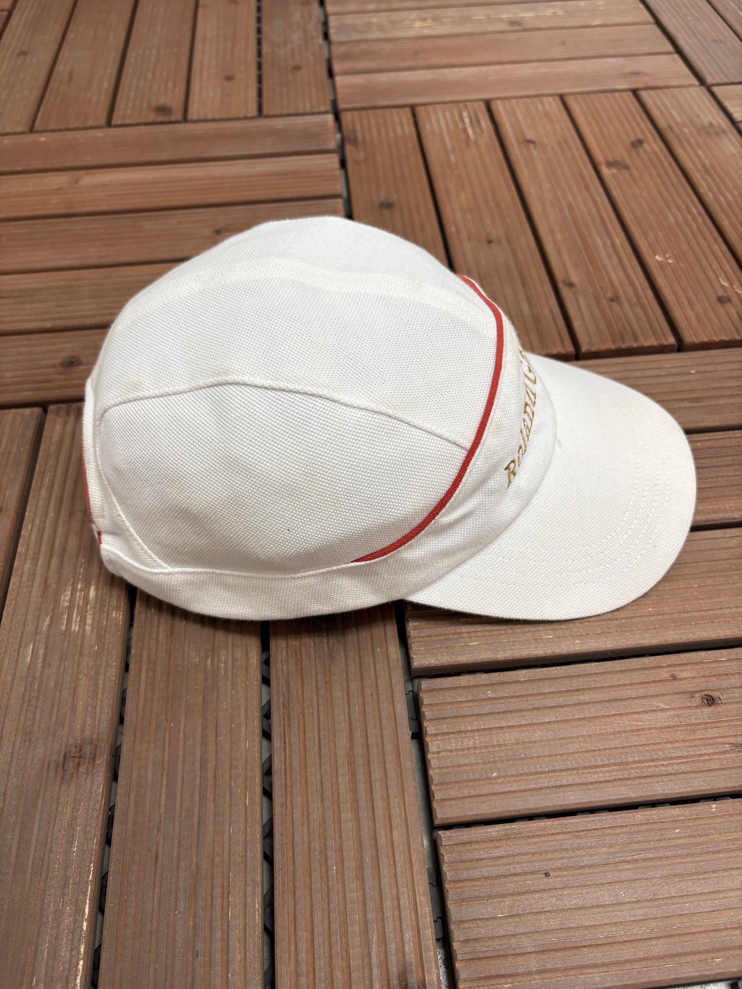 Roland Garros Embroidered Graphic Hat | Metal Clasp | Vintage 2000s Tennis White Cap |