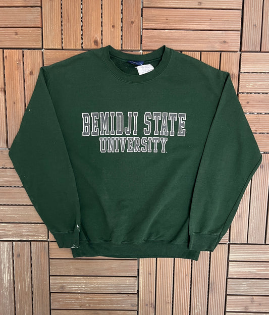 Bemidji State Beavers Graphic Crewneck | Size Medium | Vintage 2000s Green College Sports Sweater |