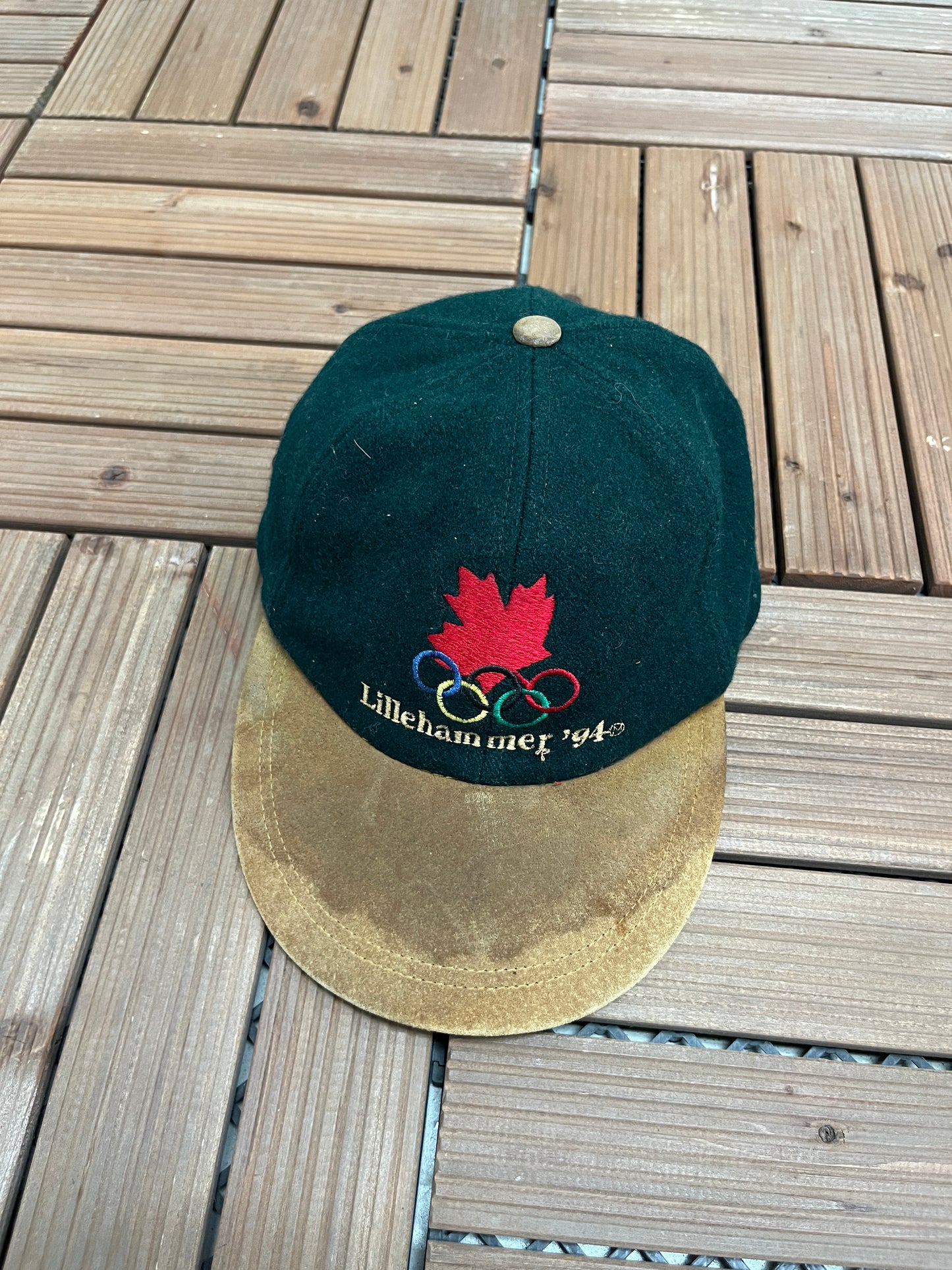 Team Canada Lillehammer '94 Olympics Embroidered Hat | Metal Clasp | Vintage 1990s Green Cap |