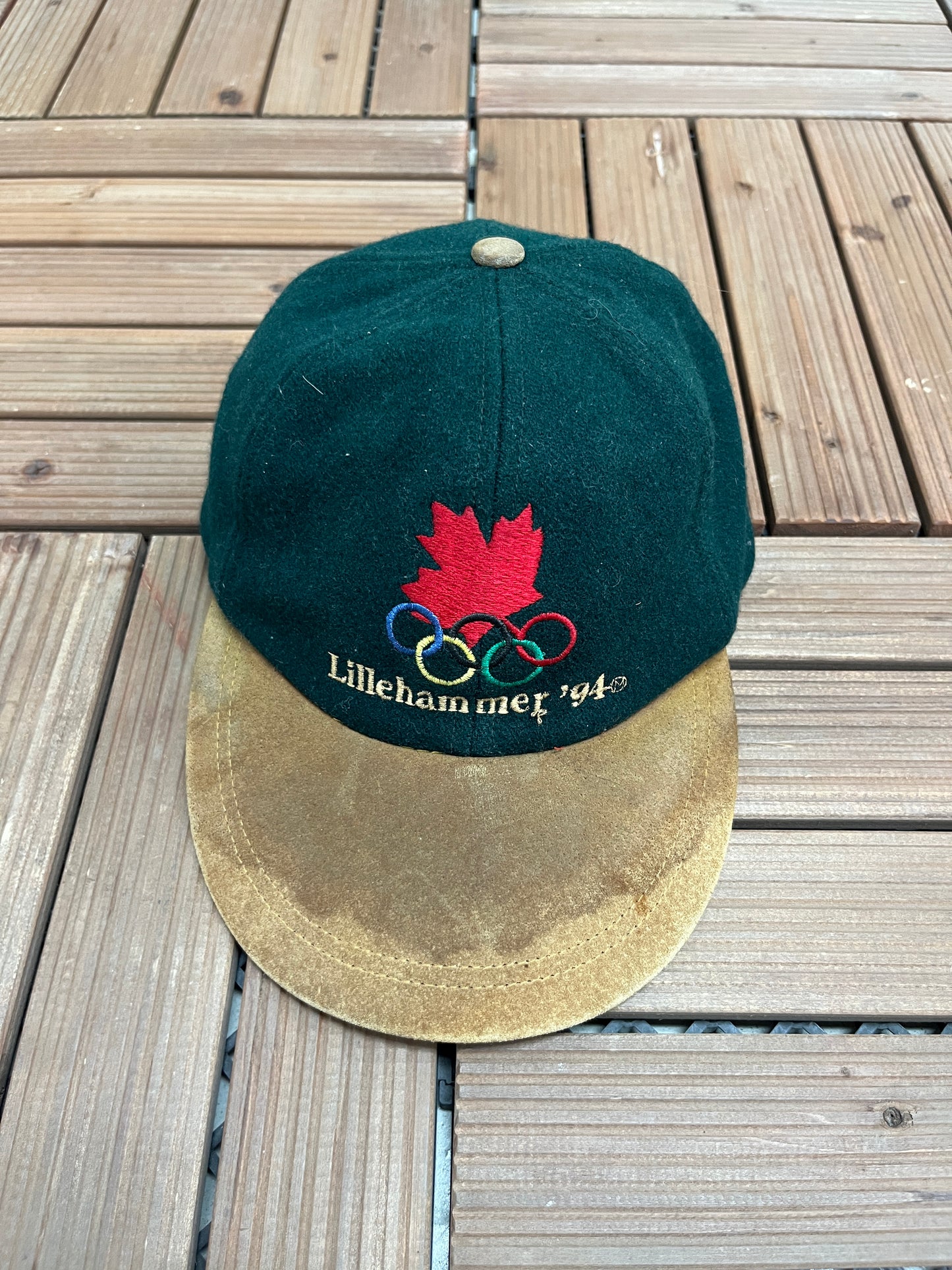 Team Canada Lillehammer '94 Olympics Embroidered Hat | Metal Clasp | Vintage 1990s Green Cap |