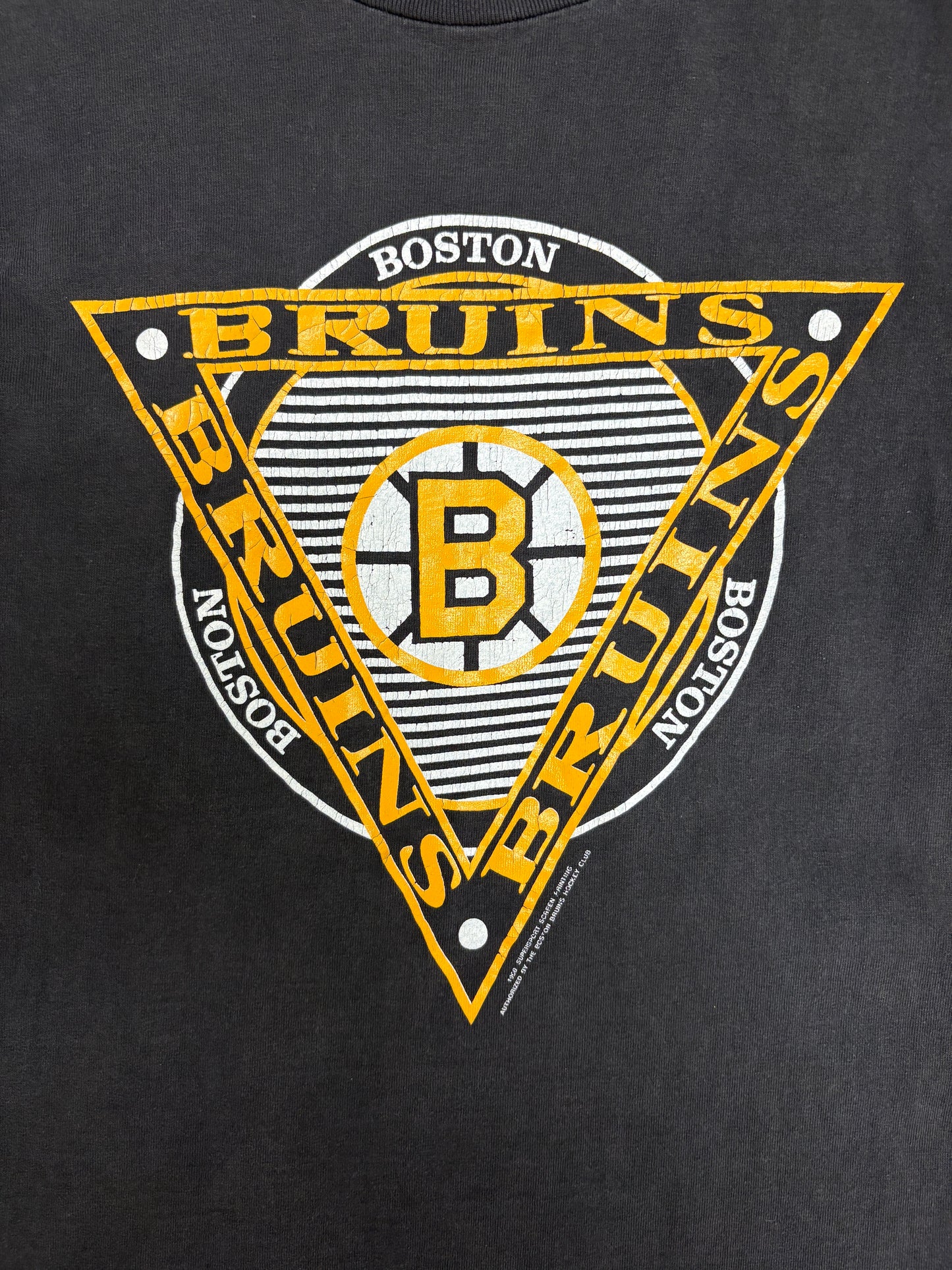 Boston Bruins Graphic Tee | Size Medium | Vintage 1990s NHL Hockey Black Long Sleeve |