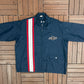 Chevrolet Stitched Graphic Windbreaker | Size X-Large | Vintage 1980s Promotional Blue Jacket |