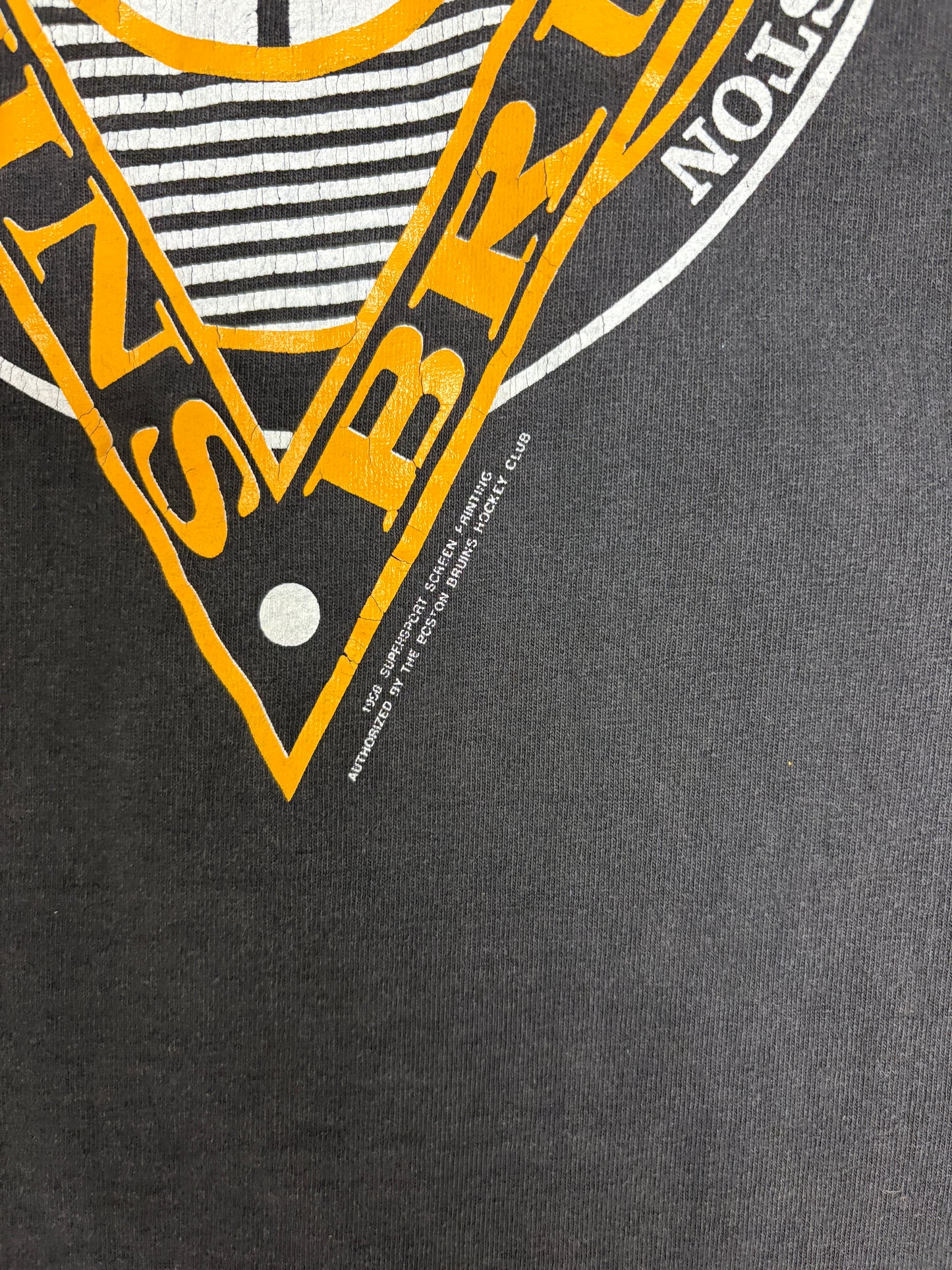 Boston Bruins Graphic Tee | Size Medium | Vintage 1990s NHL Hockey Black Long Sleeve |