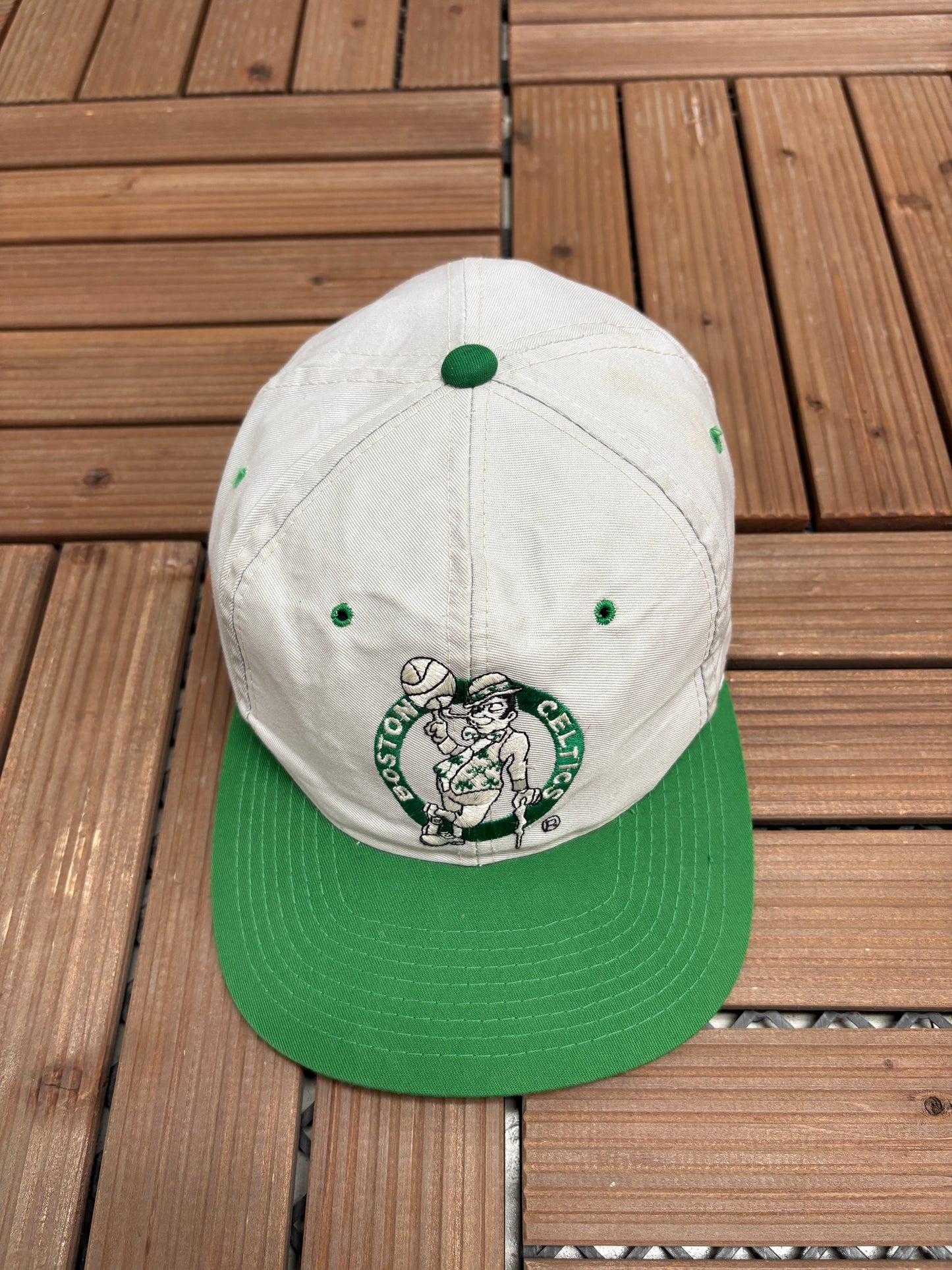 Boston Celtics Embroidered Graphic Hat | Snap Back | Vintage 2000s NBA Basketball Grey Cap |