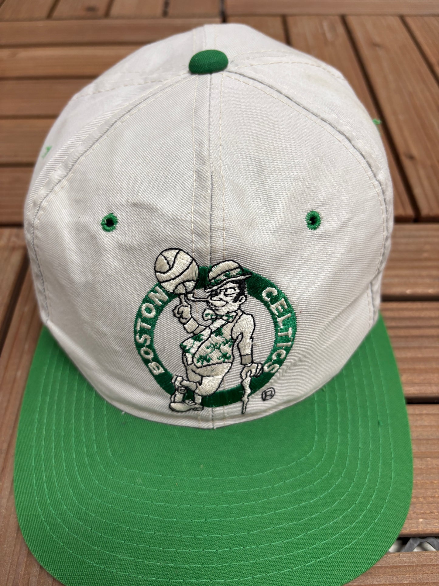 Boston Celtics Embroidered Graphic Hat | Snap Back | Vintage 2000s NBA Basketball Grey Cap |