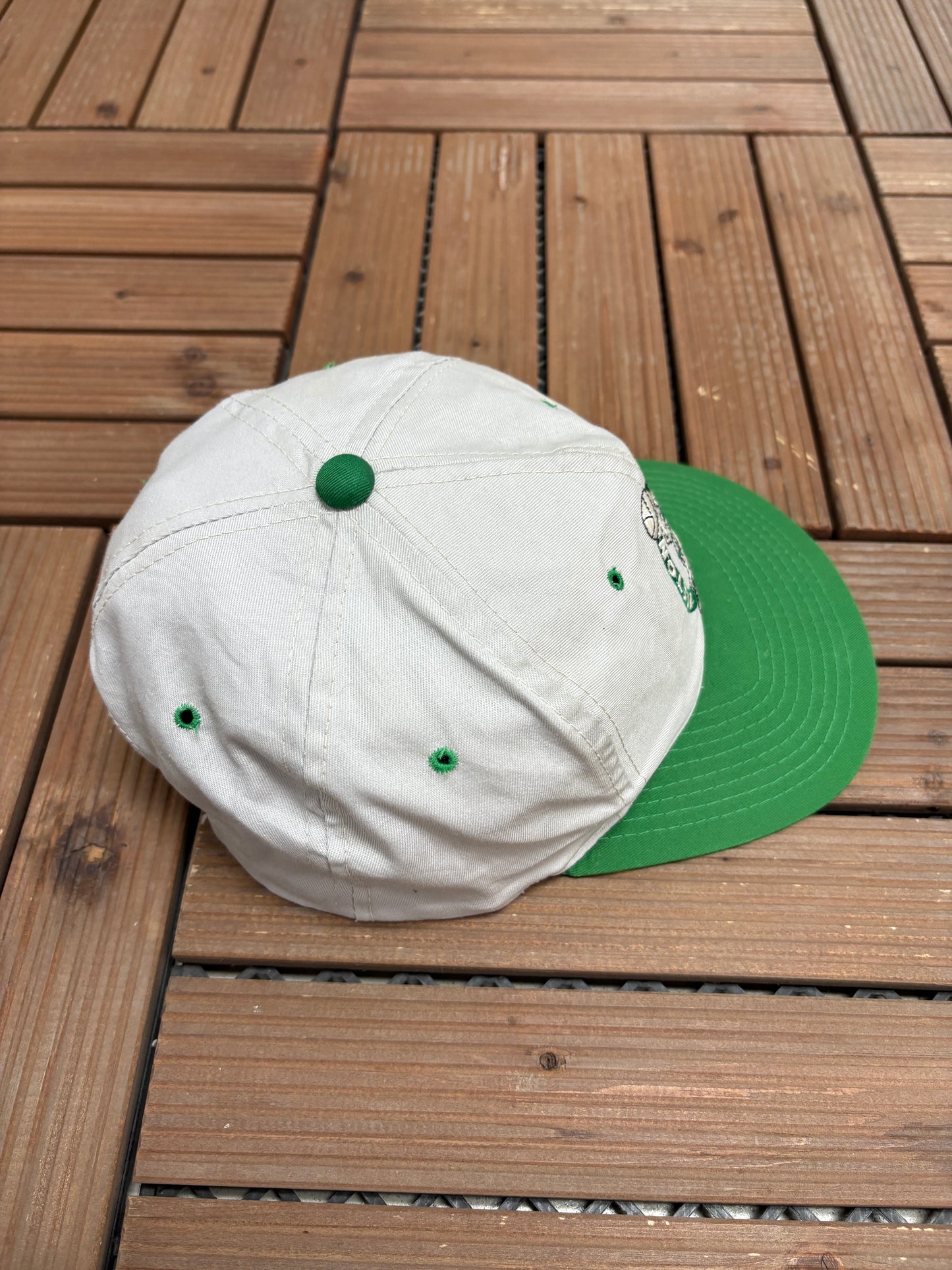 Boston Celtics Embroidered Graphic Hat | Snap Back | Vintage 2000s NBA Basketball Grey Cap |