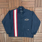 Chevrolet Stitched Graphic Windbreaker | Size X-Large | Vintage 1980s Promotional Blue Jacket |