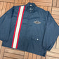Chevrolet Stitched Graphic Windbreaker | Size X-Large | Vintage 1980s Promotional Blue Jacket |