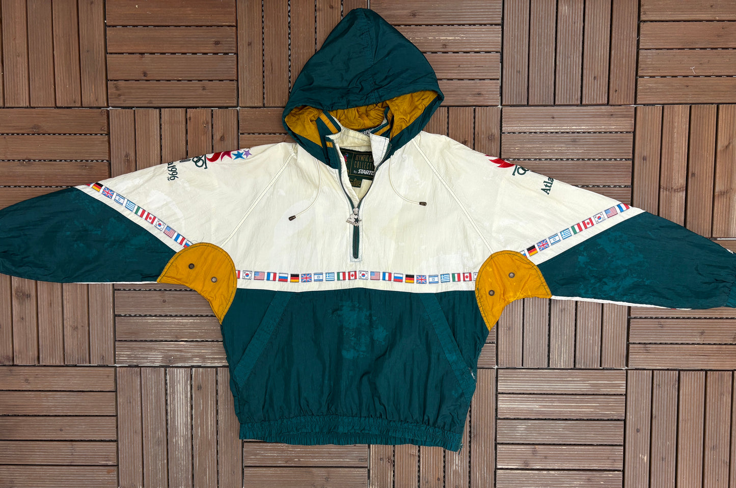 Atlanta Olympics 1996 Graphic Windbreaker | Size X-Large | Vintage 1990s Promotional Windbreaker |