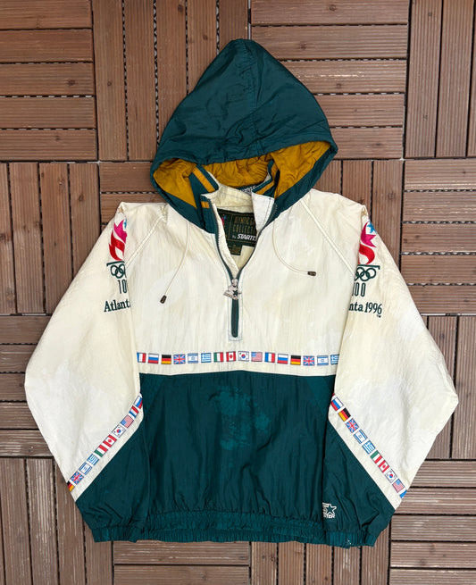 Atlanta Olympics 1996 Graphic Windbreaker | Size X-Large | Vintage 1990s Promotional Windbreaker |