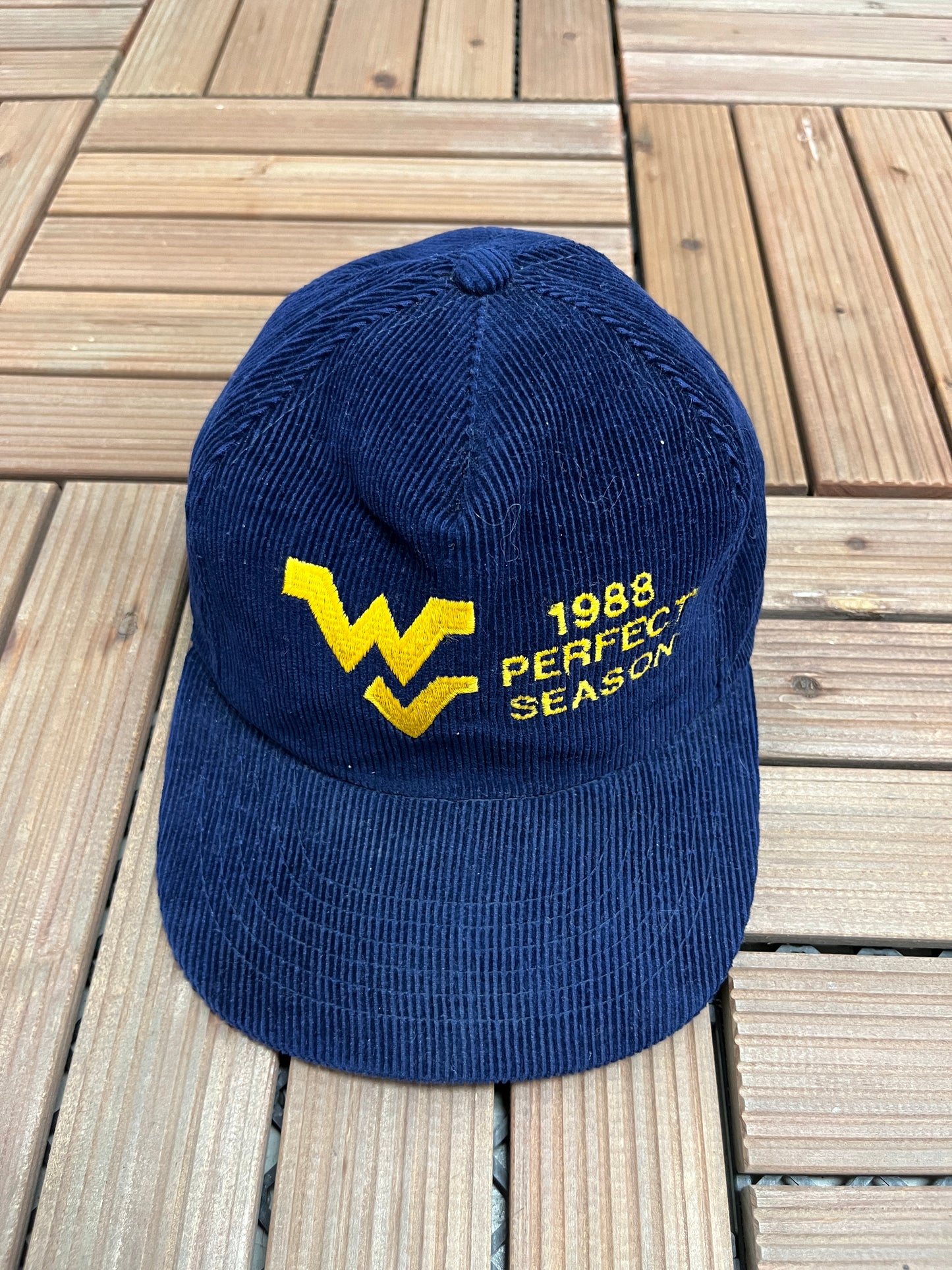 West Virginia Mountaineers 1988 Perfect Season Graphic Hat | Snap Back | Vintage 1980s College Football Blue Cap |