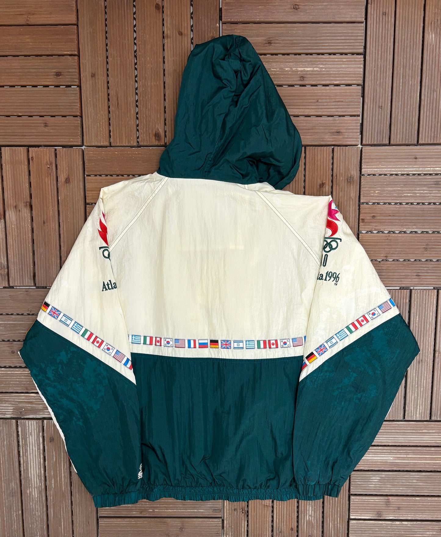 Atlanta Olympics 1996 Graphic Windbreaker | Size X-Large | Vintage 1990s Promotional Windbreaker |