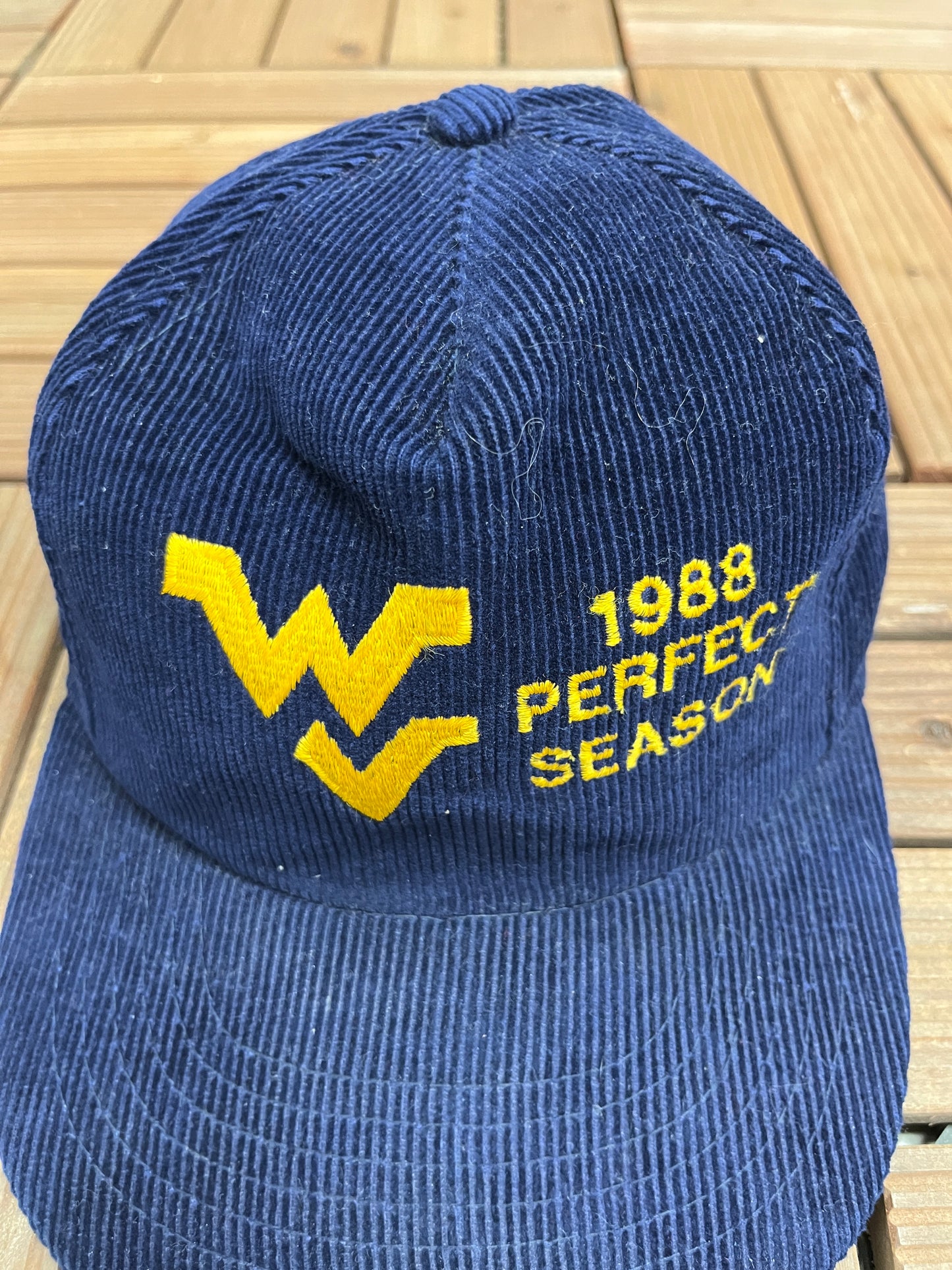 West Virginia Mountaineers 1988 Perfect Season Graphic Hat | Snap Back | Vintage 1980s College Football Blue Cap |