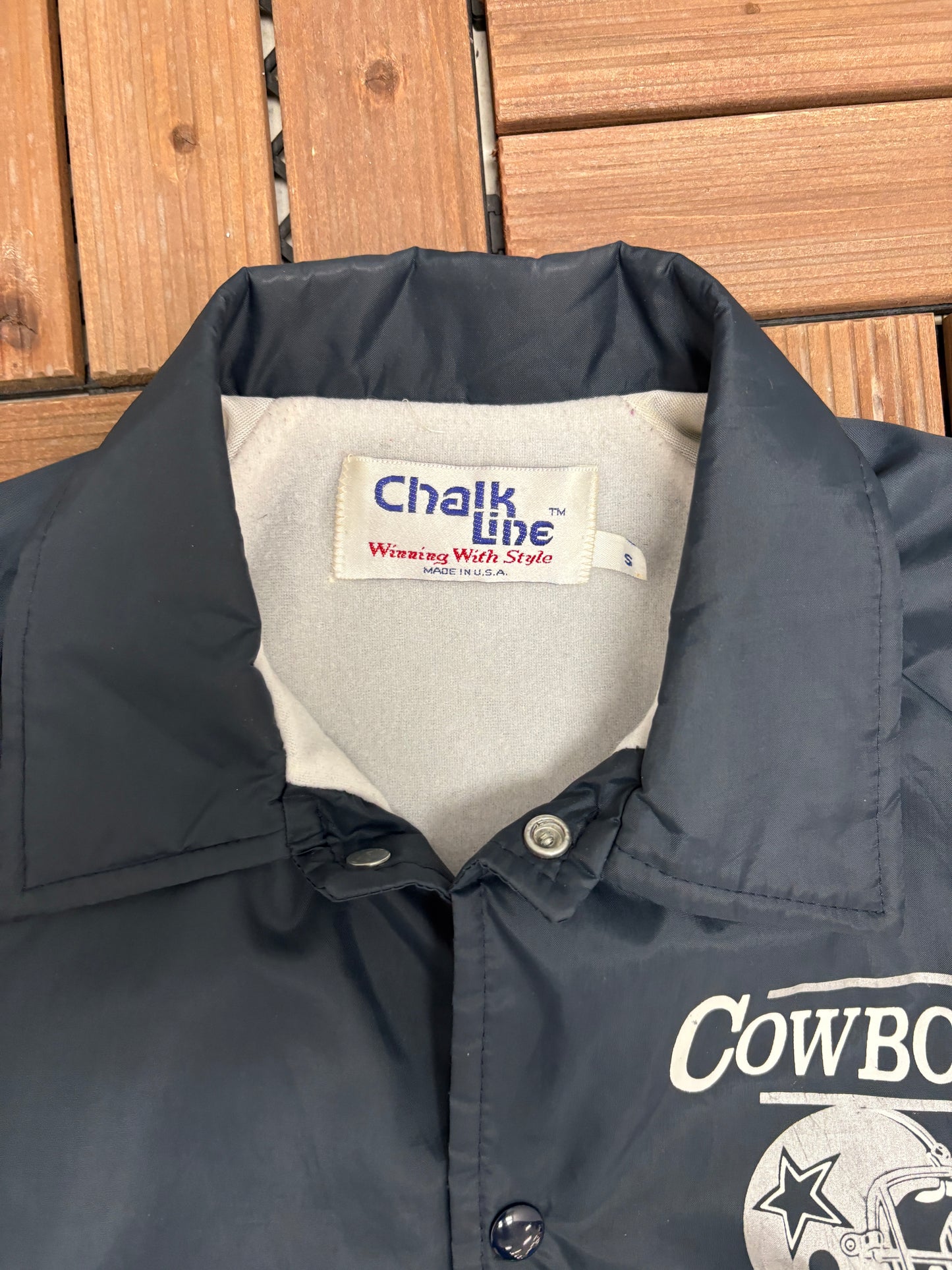 Dallas Cowboys Graphic Jacket | Size Small | Vintage 1980s NFL Football Blue Jacket |