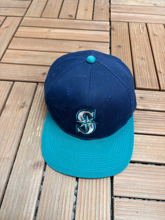 Seattle Mariners Embroidered Graphic Hat | Snap Back | Vintage 2000s MLB Baseball Blue Hat |